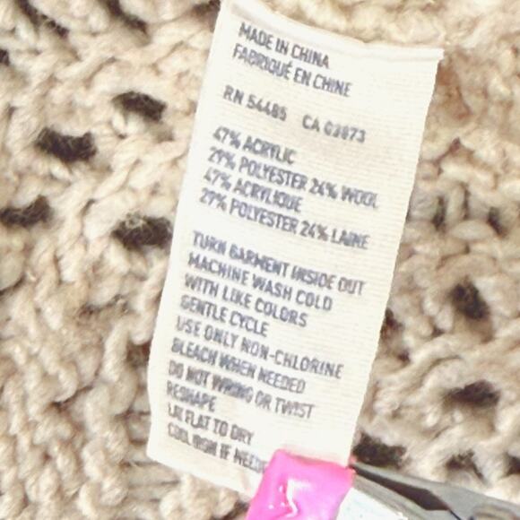 American Eagle 2012 Open Crochet Sweater S Y2K Boho Cottage Wool Scalloped Cream - Picture 6 of 9